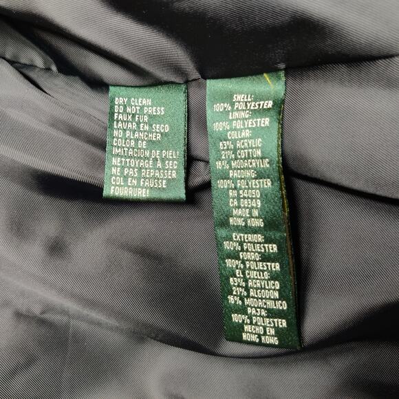 Lauren Ralph Lauren Black Quilted Puffer Vest Medium Faux Fur Collar Apres Ski - Picture 8 of 10